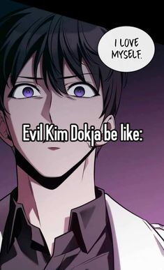 an anime character with the caption evil kim doki be like