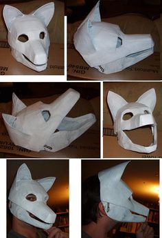 several pictures of different masks made to look like animals