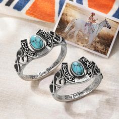 Horseshoe Turquoise Western Ring Turquoise Concho Ring For Gift, Horseshoe Turquoise Ring, Elegant Horseshoe Rings For Gifts, Heart-shaped Turquoise Ring As Gift, Friend Couple, Vintage Nickel-free Turquoise Ring As Gift, Horseshoe Ring, Lucky Jewelry, Lucky Ladies