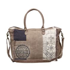 Retro Print Weekender Bag-Lange General Store Canvas Weekender Bag, Fashionable Bags, Range Bag, Leather Weekender Bag, Leather Weekender, Weekend Travel Bags, Weekender Tote Bag, Daily Necessities, Duffel Bag Travel