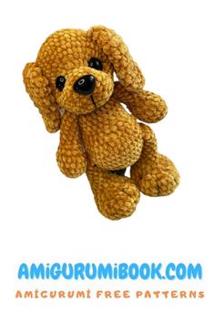 a small brown teddy bear sitting on top of a white background with the words amigurum book com