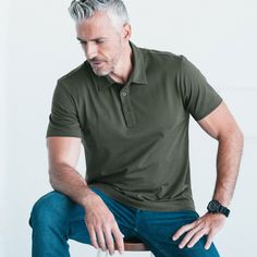 Description Details Care Fit The Batch Essential Polo is a timeless look perfect for work or drinks. Made from a soft 100% cotton jersey, it's classic, casual everyday style. Masculine horn buttons, a soft collar, and side slits at the hem finish the look. Great with jeans. see more outfitting ideas here > • Soft spread collar • Faux horn buttons• Premium lightweight 100% cotton jersey• Pre-washed/pre-shrunk fabric for soft hand and casual look• Always formaldehyde free • Handmade one batch at a Banded Collar Shirts, Casual Long Sleeve Shirts, Classic Casual, Mens Essentials, Casual Everyday, Soft Hand, Casual Look, Short Sleeve Polo, Mens Polo Shirts