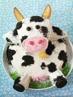 a cake shaped to look like a cow