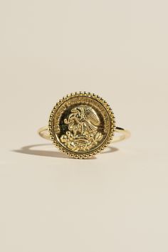 14K Mexican Coin Ring Mexican Rings, Mexican Heritage, Organic Cleaning Products, Mexican Jewelry, Coin Ring, Solid Gold Rings, Solid Gold Jewelry, Hair Ornaments, Design Crafts