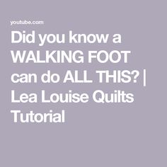 the words did you know a walking foot can do all this? lea louise quilts