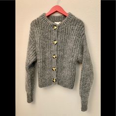 H&M Trend Collection Mohair/Wool Blend Cute Soft Grey Sweater Trendy H&m Sweater For Winter, H&m Knit Outerwear For Winter, Fitted H&m Winter Cardigan, Mohair Wool, Grey Sweater, Colorful Sweaters, Sweaters & Cardigans, Wool Blend, Cardigans