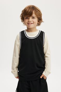 BRAXTON BASKETBALL TANK Black Sleeveless School Top, Sporty Black Tops For School, Black Casual School Tops, Casual Black Tops For School, Black Varsity Sports Top, Basic Black Top For Sports Events, Basic Black Tops For Sports Events, Basic Black School Top, Basic Black School Tops