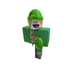 a cartoon character with a green hat on his head