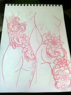 a drawing of two women with flowers on their stomachs and the words, tattoos on pinterest lace tattoo, viking tattoos and sparrow