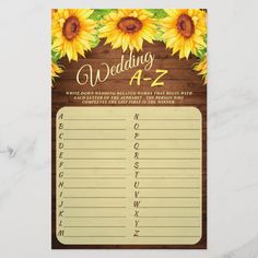 sunflowers and wood wedding seating chart