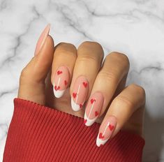 Feb Nails Valentines Day, Heart Nails Design, Naked Nails, Hard Nails, Classy Acrylic Nails, Happy Hump Day