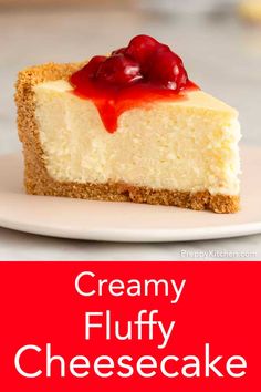 creamy fluffy cheesecake with cherries on top is the perfect dessert for valentine's day