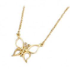 Open Wing Gold Butterfly Necklace, Made in the USA