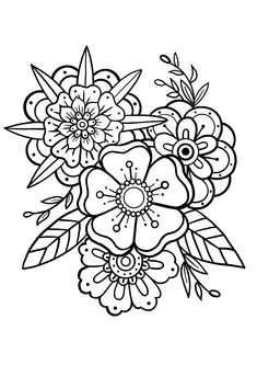 a bouquet of flowers coloring page