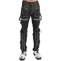 Just like the real thing, this luxury men's gothic pant is made from cotton fabric. This pant has a long and wide leg which is perfect for long walks in the park or to London clubs. The gothic silhouette makes this garment saying 'dark' and 'gothic' on the inside.We are a worldwide company specialized in producing and exporting high quality gothic clothing, accessories and other items that perfectly complement your gothic style. We design, produce and the wholesale or re Futuristic Knitwear, Gothic Silhouette, Gothic Trousers, Ideal Aesthetic, Tripp Pants, Gothic Pants, Emo Style, Hot Clothes, Cyberpunk Clothes