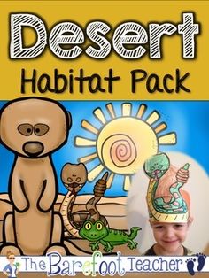 a boy wearing a paper hat with the words desert habitat pack