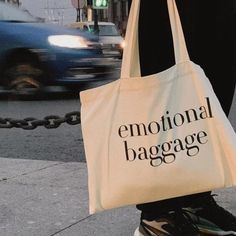 Sacs Tote Bags, 타이포그래피 포스터 디자인, Living In London, Emotional Baggage, Sac Week End, Eco Bag, Canvas Designs, 가을 패션, Sabrina Carpenter