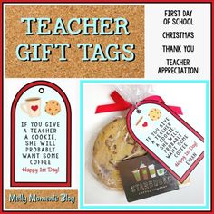 an advertisement for teachers day with cookies and teacher's gift tags on the front