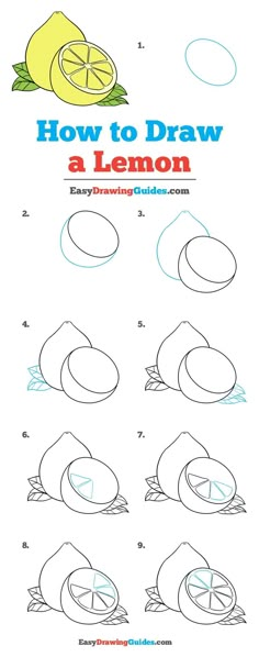 how to draw a lemon for kids with step - by - step instructions and pictures