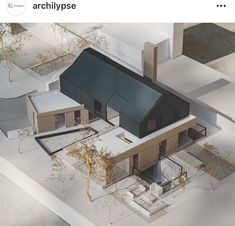 an architectural model of a house with lots of windows