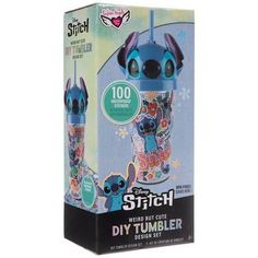 the box is open to show an image of stitch and stitch diy tumbler