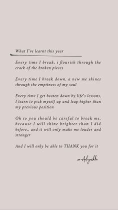 a letter written in black and white with the words, what i've learned this year