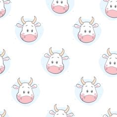 a cow with horns is shown on a white background and has many other cows'heads