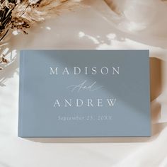 Elegant Dusty Blue and Silver Calligraphy Wedding Foil Guest Book Photo Wedding Guest Book, Dusty Blue Background, Photo Guest Book Wedding, Blue Photo, Dusty Blue Weddings, Calligraphy Wedding