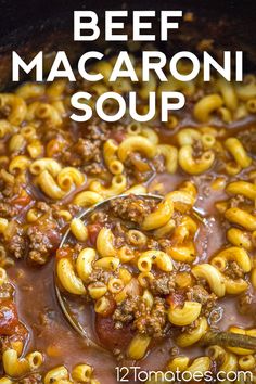 beef macaroni soup in a slow cooker