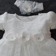 Christening Dress Festive Dress Headband Bolero Set 4pcs. - Etsy Cream Fitted Princess Dress For Wedding, Elegant Fitted Off White Baptism Dress, Cream Lace Fitted Sets, Fitted Cream Lace Sets, Elegant Fitted Dress-up Sets, Elegant Fitted Baptism Dress For Dress-up, Fitted Cream Princess Dress For First Communion, Cream Fitted Princess Dress For First Communion, Elegant Fitted Pink Baptism Dress