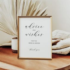 Advice and Wishes for the Bride & Groom Sign | Elegant Wedding Keepsake | Guest Message Sign | Printable 8x10 Sign | Instant Download Wedding Advice Guest Book, Leave A Note For The Bride And Groom, Bride Groom Signs, Advice Box, Couple Message, Advice For The Bride, Wishes For The Bride, Bridal Shower Advice, Groom Sign