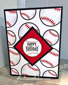 a baseball themed birthday card with the words happy birthday on it and an image of a ball