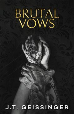 a book cover with the title brutal vows written in gold and black ink