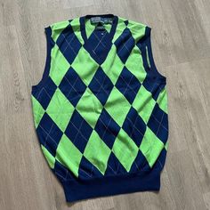 New Without Tagsbust 39 In Fitted Argyle Sweater Vest For Winter, Classic Green Vest For Winter, Classic Green Winter Vest, Fitted Argyle Pattern Tops For Winter, Polo Ralph Lauren Vest, Ralph Lauren Vest, Golf Sweater, Golf Vest, Sweater Vest Mens