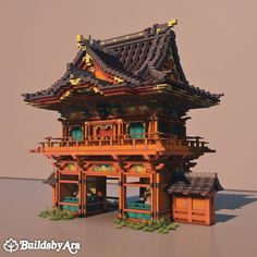 I made a Japanese Templel using red, orange, and yellow for detailing. The roof is inspired by the Shibamata Taishakuten temple in Tokyo! Available as a Tier 3 on my Patreon! Minecraft Architecture, Minecraft Buildings, Orange And Yellow, Minecraft Houses, The Roof, Art Style, Minecraft, Roof, Temple