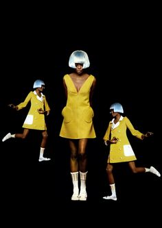 1966 - Diana Ross for André Courreges by Bert Stern. 1960’s Fashion, Yellow Dresses, Vintage Black Glamour, Swinging Sixties