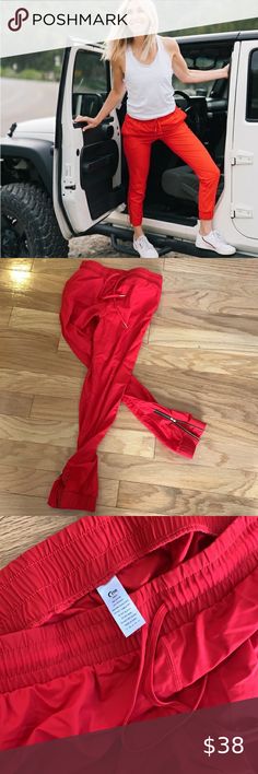 Zyia Red Everywhere Zipper Jogger Like New, Zipper, Pants, Red, Trousers