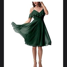 V-Neck, Ruffles, Chiffon, Knee Length, Green Dress Never Worn. New With Tags. Sizes 4 And 6 Dresses For Women Formal, Gowns Online Shopping, Green Homecoming Dresses, Davids Bridal Bridesmaid Dresses, Bridesmaid Dress Colors, Bridesmaid Dresses Prom, Short Bridesmaid Dresses, Women Formals, Formal Gown