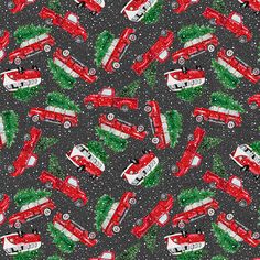 red cars and christmas trees on a black background