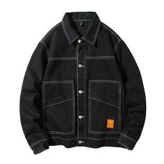 Mens Outwear, Underground Clothing, Streetwear Jackets, Men Jackets, Korean Streetwear, Denim Cargo, Streetwear Men, Cargo Jacket, Black Denim Jacket