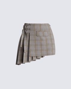 They can all learn a thing or two from you when you look this good 💅🏼 This asymmetrical plaid mini skirt constructed with a pleated side and complete with a D-ring strap closure will have them all paying close attention to your every move 🤎 Fuzzy Skirt, White Corset Dress, Denim Pleated Skirt, Handmade Skirts, Red Mini Skirt, Welcome To The Future, Diy Skirt, Estilo Preppy, No Waste