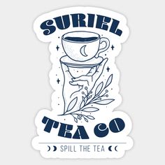 a sticker with the words,'surf tea co spill the tea'on it