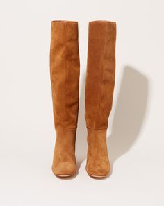 2024 Wishlist, Boots Ideas, Rachel Comey, Fall Style, Fall 2024, Knee High Boots, Suede Leather, Block Heels, Caramel