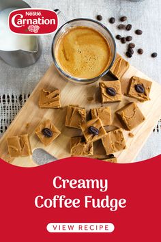 creamy coffee fudge recipe on a cutting board