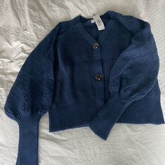 New With Tags Size Small The Drop Navy Cardigan Blue Sweater For Work, Fall Season, Blue Sweater For Workwear In Fall, Blue Knit Button-up Sweater, Blue Button-up Sweater For Fall, Blue Button-up Cardigan For Work, Blue Button-up Cardigan For Layering, Blue Cardigan With Button Closure For Work, Blue Sweater With Button Closure For Layering, Blue Workwear Cardigan With Button Closure