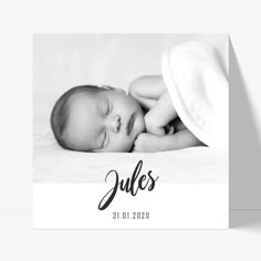 a black and white photo of a baby's birth announcement with the name julia on it