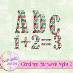 christmas patchwork alphabet letters and numbers in red, green and white checkered fabric