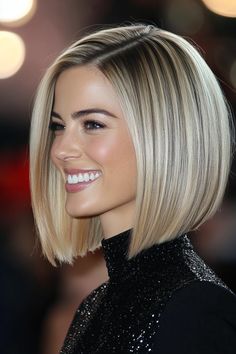 27 Chic Hairstyles for Thin Straight Hair You Need to Try in 2024 – CreativeBooster Blond Angled Bob, Long Bobbed Hairstyles, Angeles Bob Haircut, Shaped Bob Hairstyles, Short Fine Blonde Hairstyles, Ladies Bob Haircut, Graduated Long Bob, Half Up Lob, Celebrity Bob Haircut