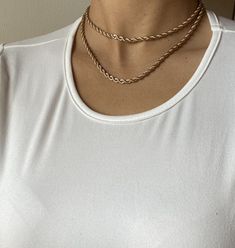 "The set to our popular rope chain! These chains are adjustable and can be worn as a choker set or necklace length. Handmade Chains measure 13\" and 17\", with a 3\" inch extension chain on each necklace Rope Chain, Gold Rope Choker Necklace, Rope Chain Necklace, Gold Women's Rope Chain, Gold Women's Necklace, Gold Woven Necklace, Rope Chain Choker, Gold Rope Chokes" Adjustable Figaro Chain Necklace, Rope Chain Necklace Gold, Handmade Chains, Rope Chain Gold, Egyptian Necklace, Ankh Necklace, Necklace Rope, Chain Necklace Gold, Choker Gold