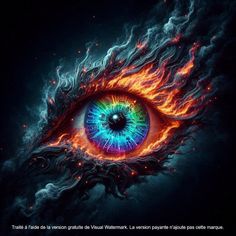 an eye with flames in the background and text that reads, i think it's not